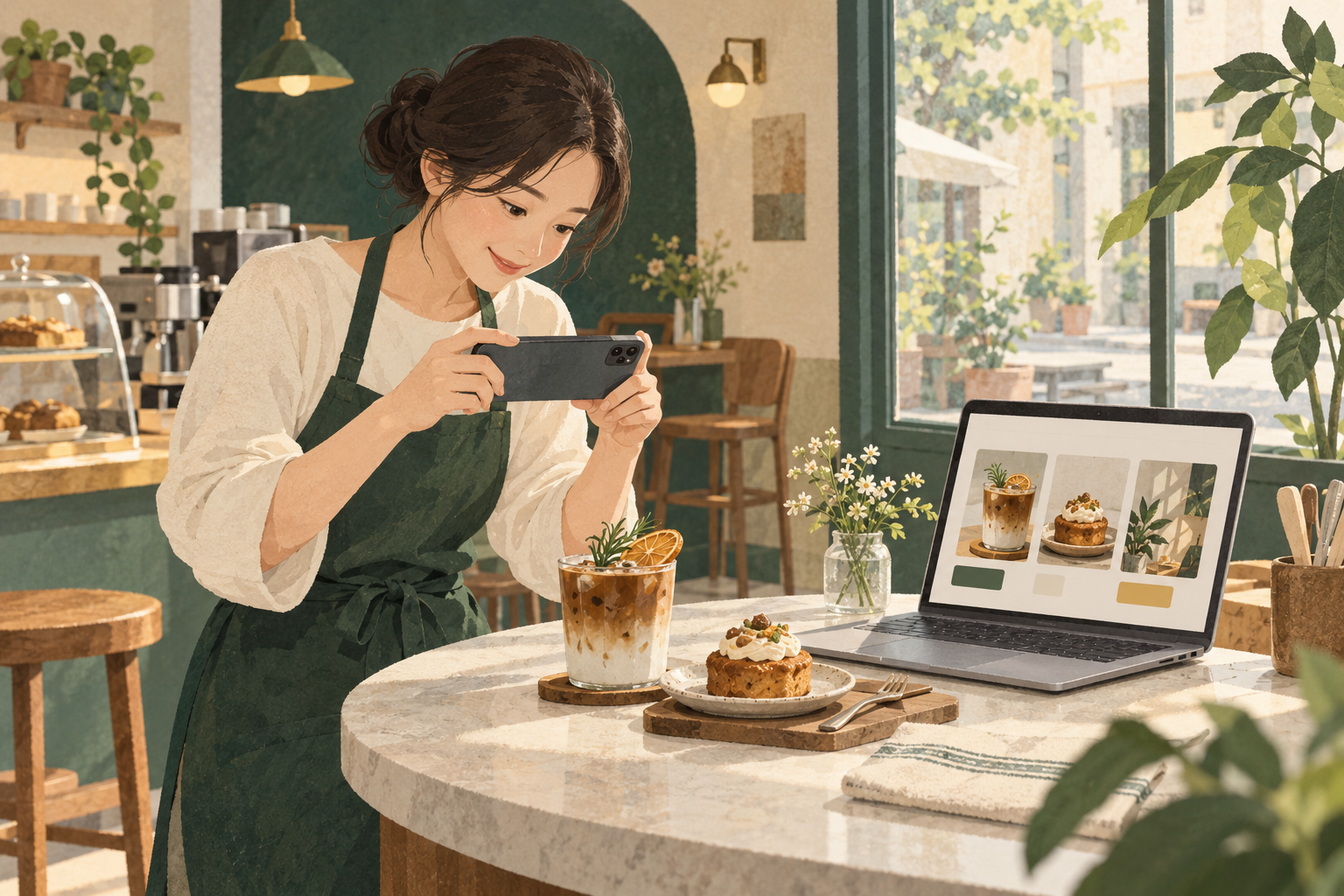 마케팅 업무를 하는 가상 사장님 일러스트